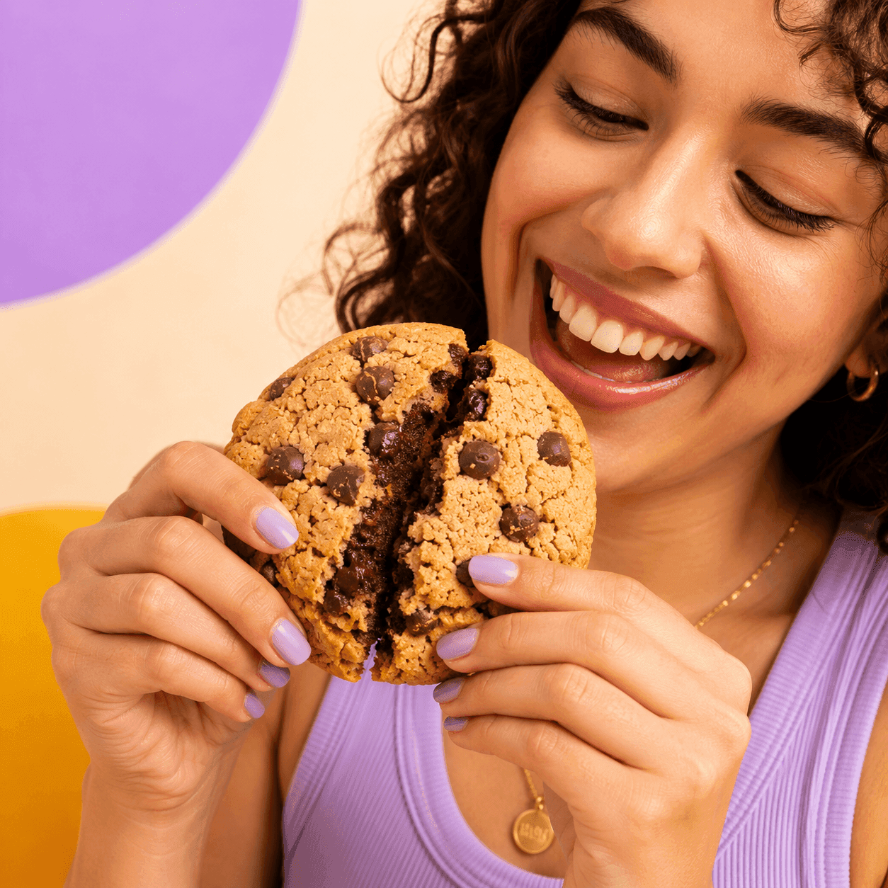 Premium Fatso cookies arranged on a colourful sweet-shop set